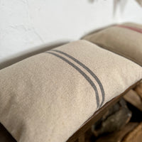 Rustic Grey Stripe Grainsack Oblong Cushion