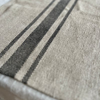 Rustic 'Montblanc' Black Stripe Linen Tablerunner