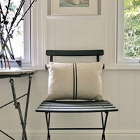 Rustic Grey Stripe Grainsack Oblong Cushion