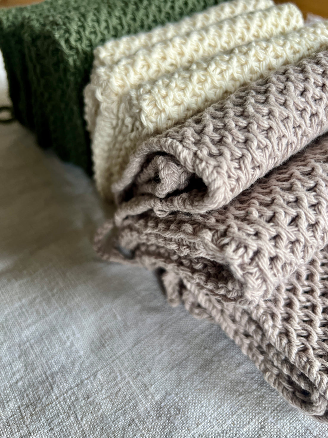 Handmade Cotton Knitted Dishcloth - Sand