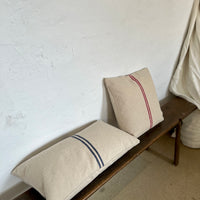 Rustic Blue Stripe Grainsack Oblong Cushion