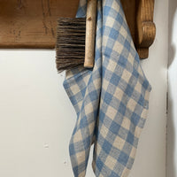 Soft Blue Checked Linen Napkin Set