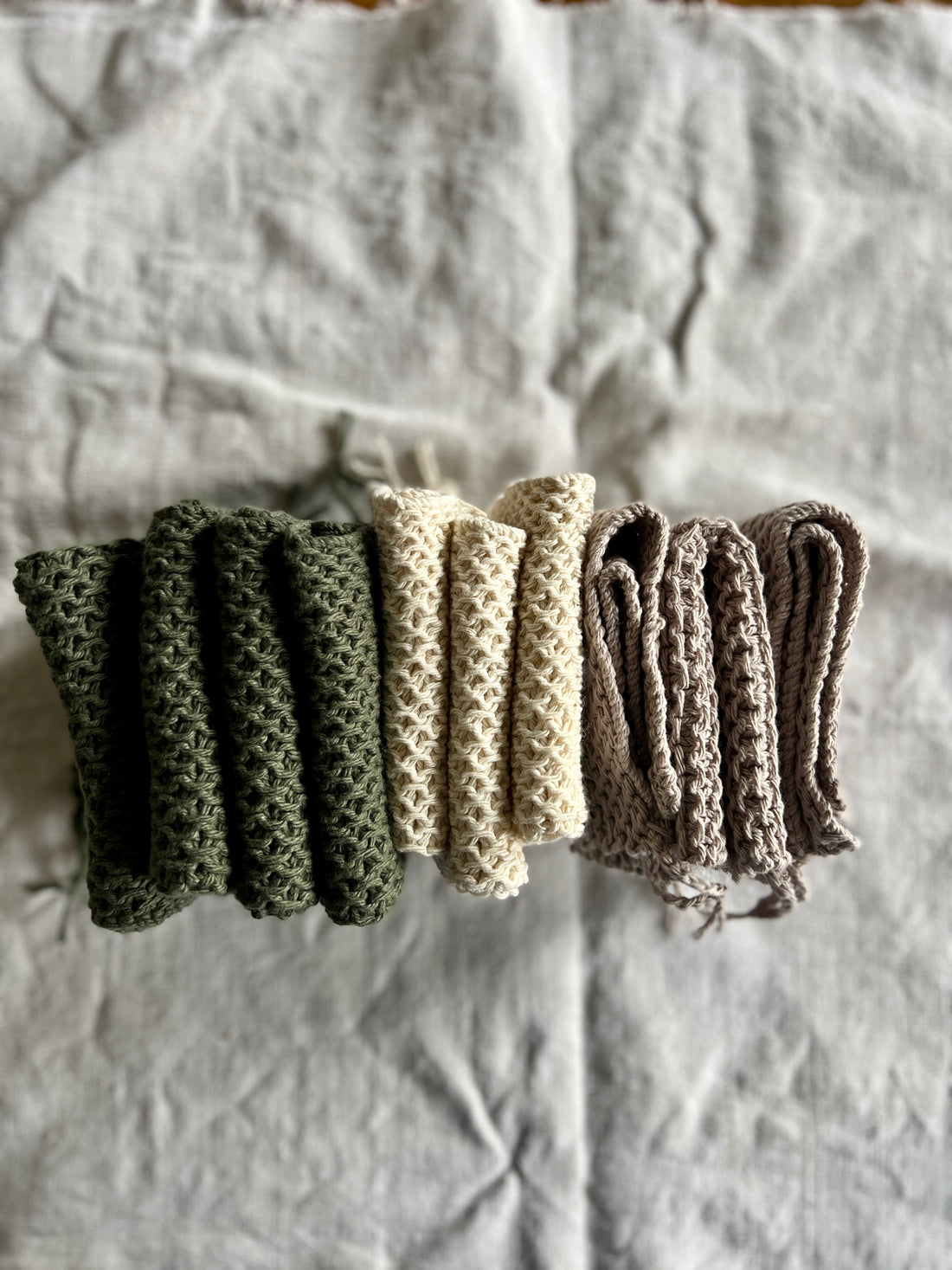 Handmade Cotton Knitted Dishcloth - Sand