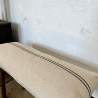 Large Rustic Grey Stripe Grainsack Bench Cushion