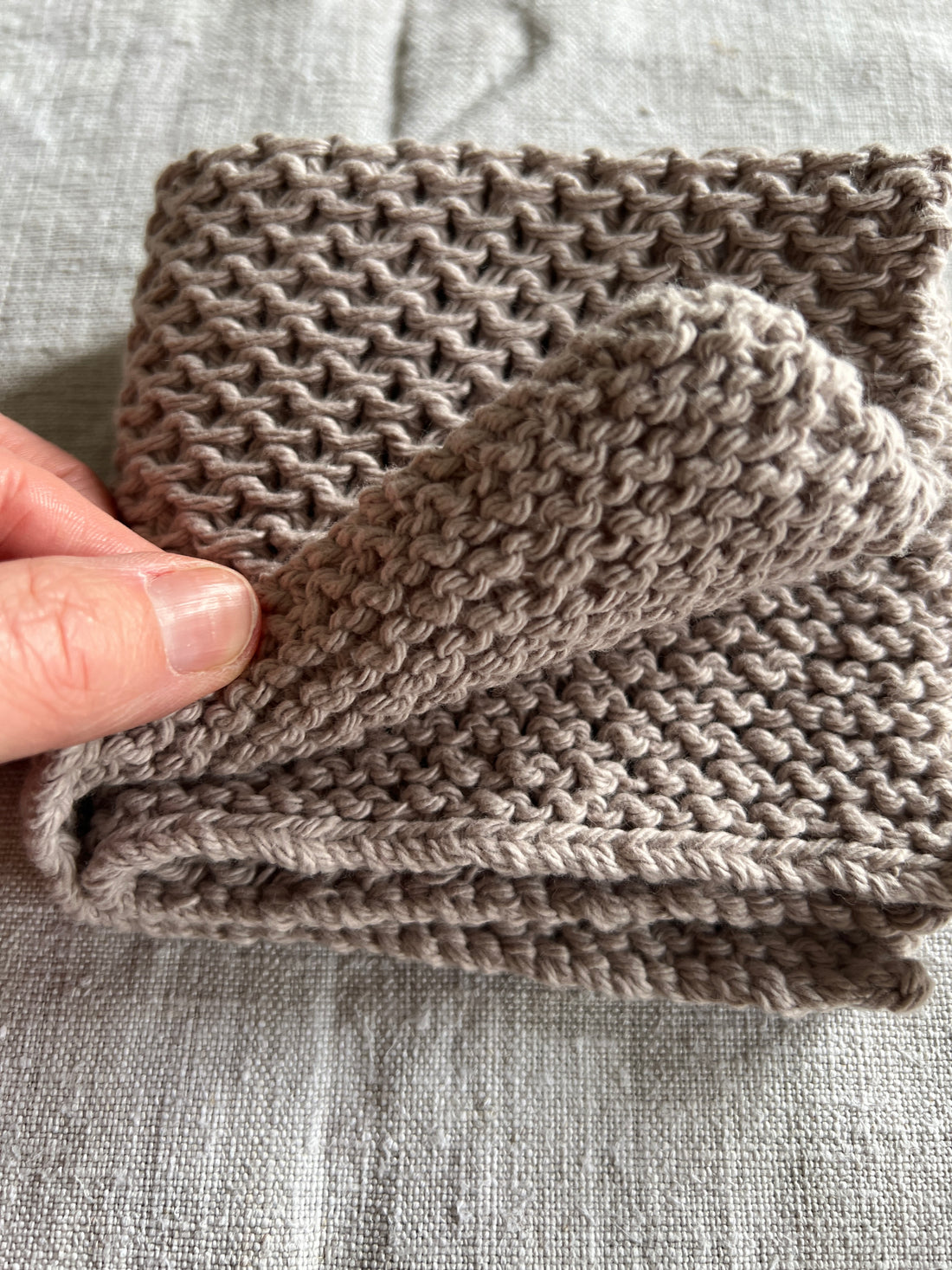 Handmade Cotton Knitted Dishcloth - Sand
