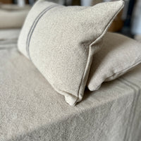 Rustic Grey Stripe Grainsack Oblong Cushion