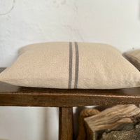 Rustic Grey Stripe Grainsack Oblong Cushion