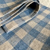 Soft Blue Checked Linen Napkin Set