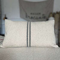 Rustic Grey Stripe Grainsack Oblong Cushion