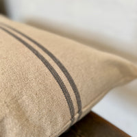 Large Rustic Grey Stripe Grainsack Bench Cushion