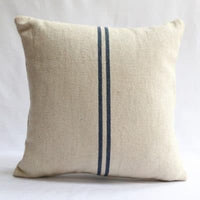 Rustic Blue Stripe Grainsack Cushion Cover