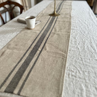 Rustic 'Montblanc' Black Stripe Linen Tablerunner