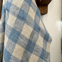 Soft Blue Checked Linen Napkin Set