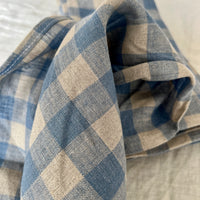 Soft Blue Checked Linen Napkin Set