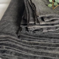 Italien Soft Woven Linen Hemp Napkins - Washed Black