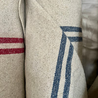 Rustic Blue Stripe Grainsack Oblong Cushion