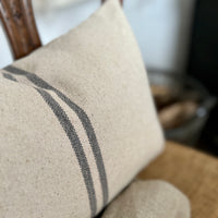 Rustic Grey Stripe Grainsack Oblong Cushion