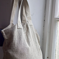 French Slubby Textured Linen Market Bag