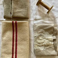 Red Stripe & Country Linen Fabric Pack - 'Rustic Kitchen Set'