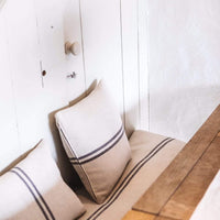 Rustic Grey Stripe Grainsack Cushion 19 inches