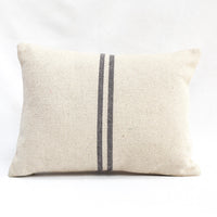 Rustic Grey Stripe Grainsack Oblong Cushion