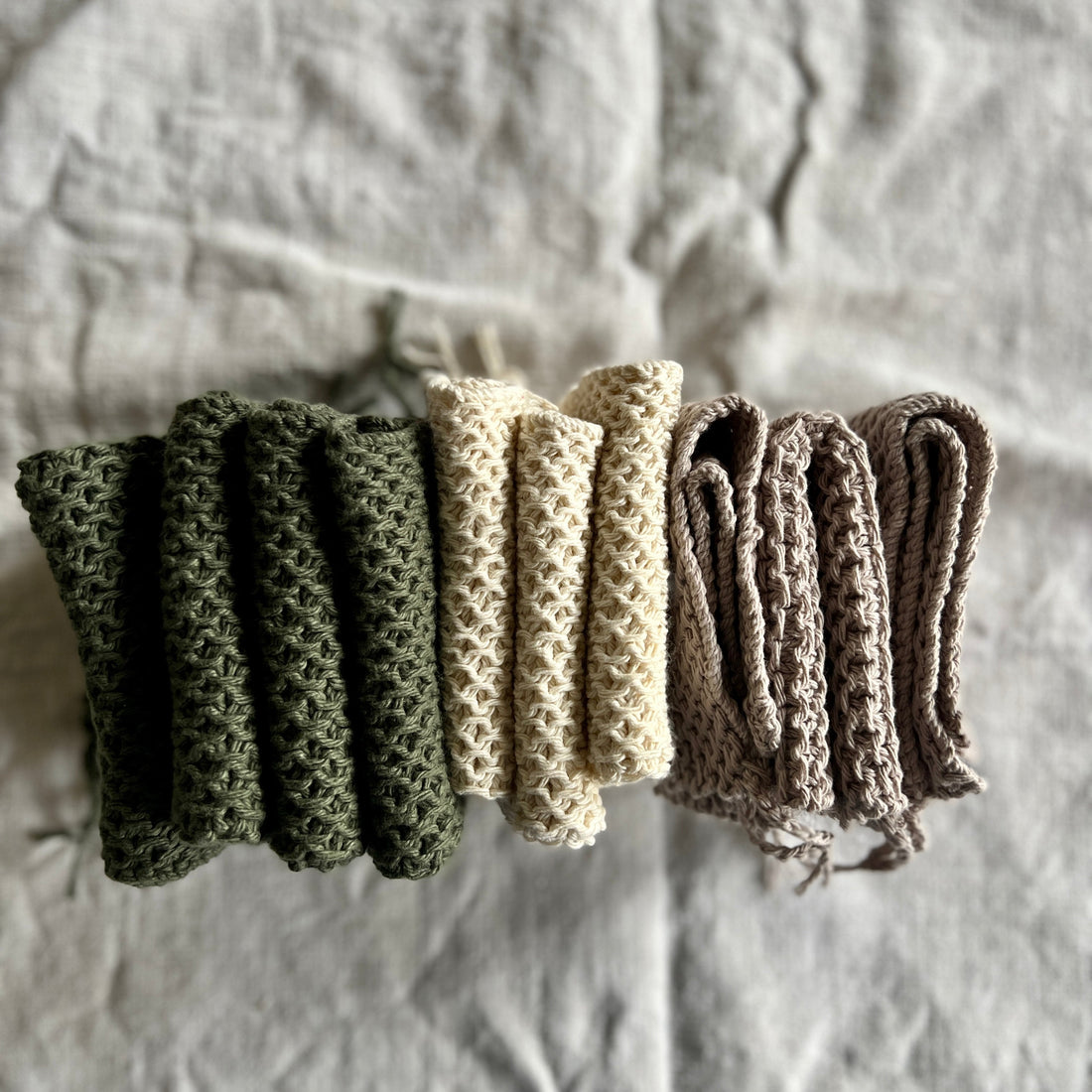 Handmade Cotton Knitted Dishcloth - Green