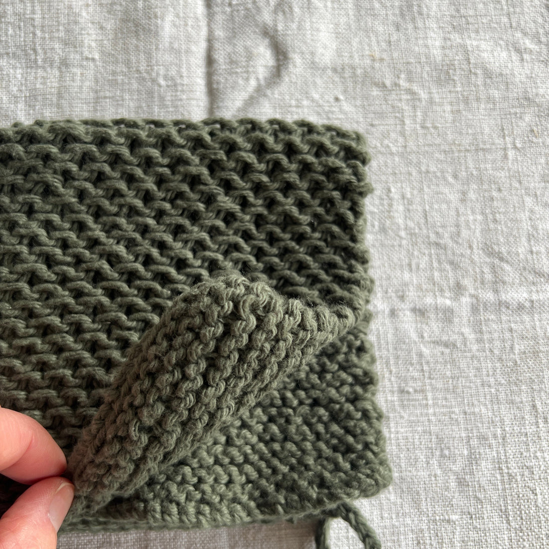 Handmade Cotton Knitted Dishcloth - Green