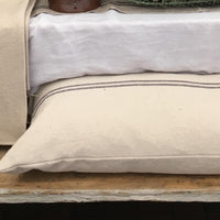 Grey Stripe Linen Hemp Grainsack Bench Cushion