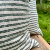 'Mariola' Recycled Stripe Grainsack Cushion Cover - Green