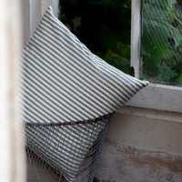 'Mariola' Recycled Stripe Grainsack Cushion - Green