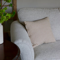 NEW 'Mariola' Recycled Ticking Stripe Cushion - Caramel
