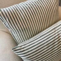 'Mariola' Recycled Stripe Grainsack Oblong Cushion - Green