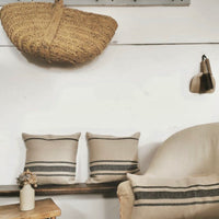 'Montblanc' Rustic Black Stripe Heavy Linen - Double Width