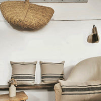 'Montblanc' Rustic Black Stripe Linen Cushion Cover