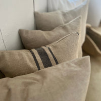 Montblanc' Rustic Black Stripe Heavy Linen Oblong Cushion