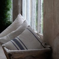 'Montblanc' Rustic Black Stripe Linen Cushion