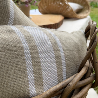 'Montblanc' Rustic White Stripe Linen Cushion Cover