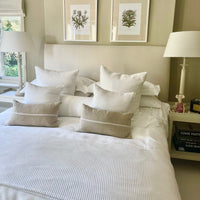 'Montblanc' Rustic White Stripe Heavy Linen Cushion