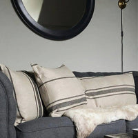Montblanc' Rustic Black Stripe Heavy Linen Oblong Cushion