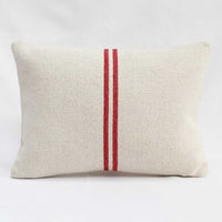 Rustic Red Stripe Grainsack Oblong Cushion