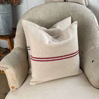 Rustic Red Stripe Grainsack Oblong Cushion