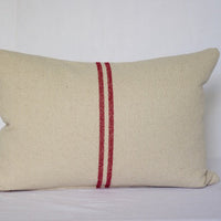 'No Waste' Rustic Red Stripe Grainsack Cushion