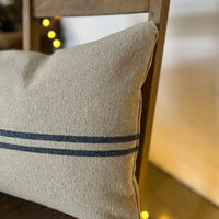 Rustic Blue Stripe Grainsack Oblong Cushion
