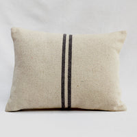 Rustic Grey Stripe Grainsack Oblong Cushion
