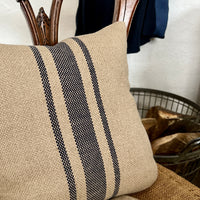 'Montblanc' Rustic Navy Stripe Linen Oblong Cushion