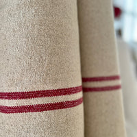Handsewn Rustic Red Striped Grainsack Roman Blind - Made to Measure