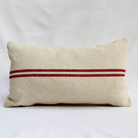'No Waste' Rustic Red Stripe Grainsack Oblong Cushion