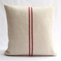 'No Waste' Rustic Red Stripe Grainsack Cushion Cover