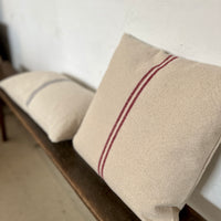 'No Waste' Rustic Red Stripe Grainsack Cushion Cover