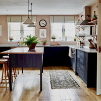 Handsewn Rustic Blue Striped Grainsack Roman Blind - Made to Measure